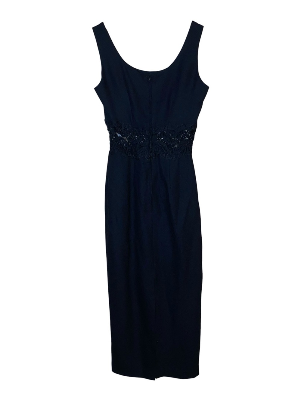 Vintage MAGGY LONDON Women’s Elegant Black Formal Dress Gown Long Lace waist 4
